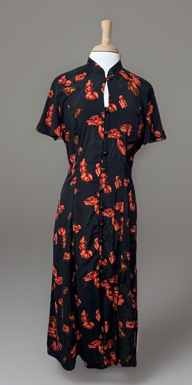 Caroline Wells 90s Dark Romantic Corset Maxi Dress Floral Whimsigoth Grunge 14